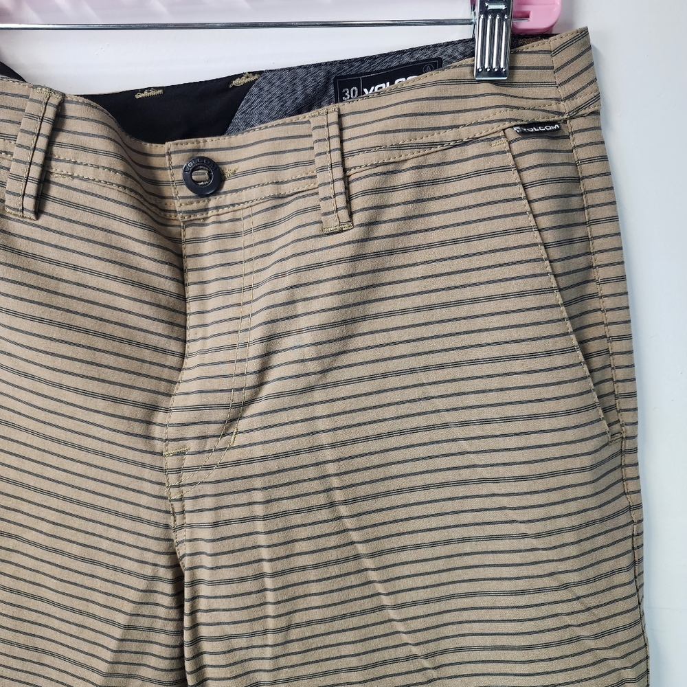 Volcom men's striped brown blue shorts size 30 regular straight surf & turf - Picture 2 of 8